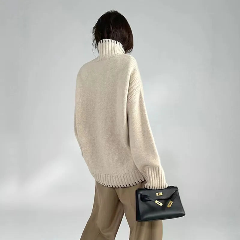 Oversized 100% Wool Turtleneck Sweater