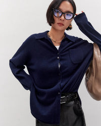 Loose-Fit Mid-Length Knitted Cardigan