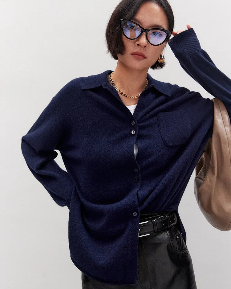 Loose-Fit Mid-Length Knitted Cardigan
