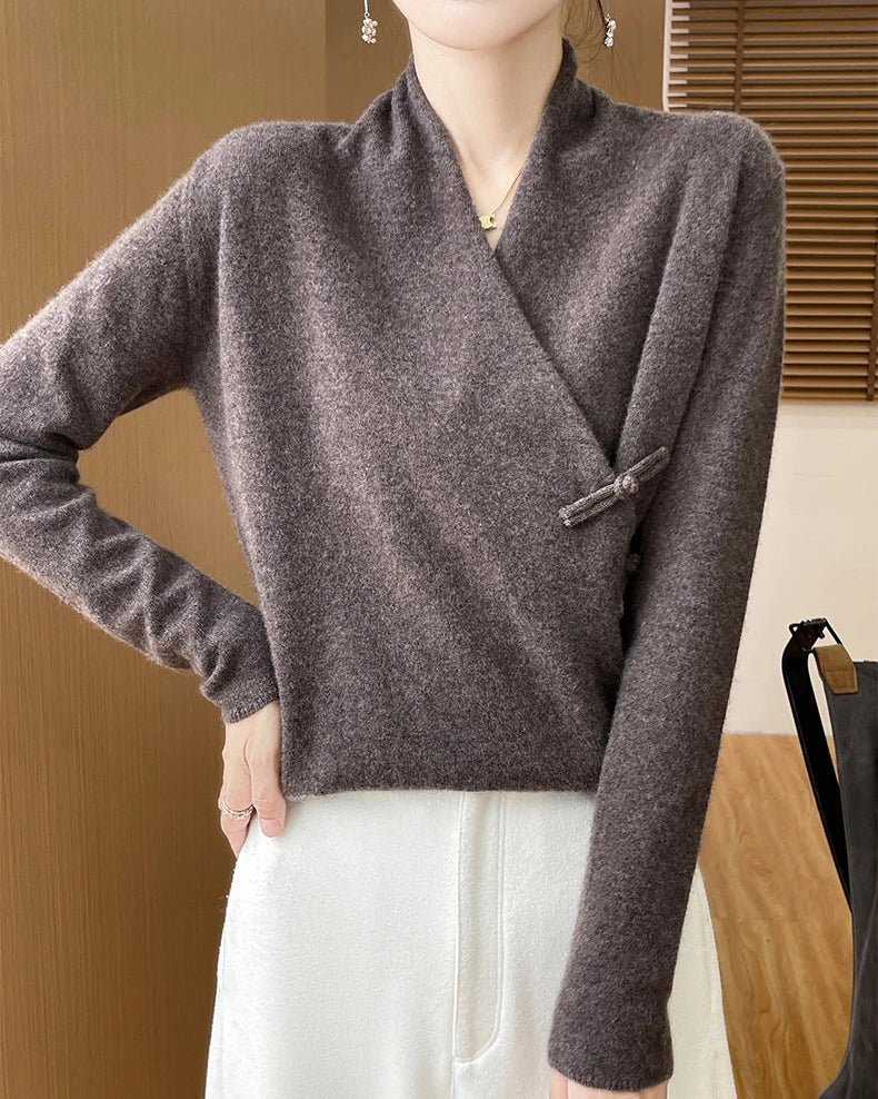 Loose And Soft V-Neck Wool Knit Cardigan