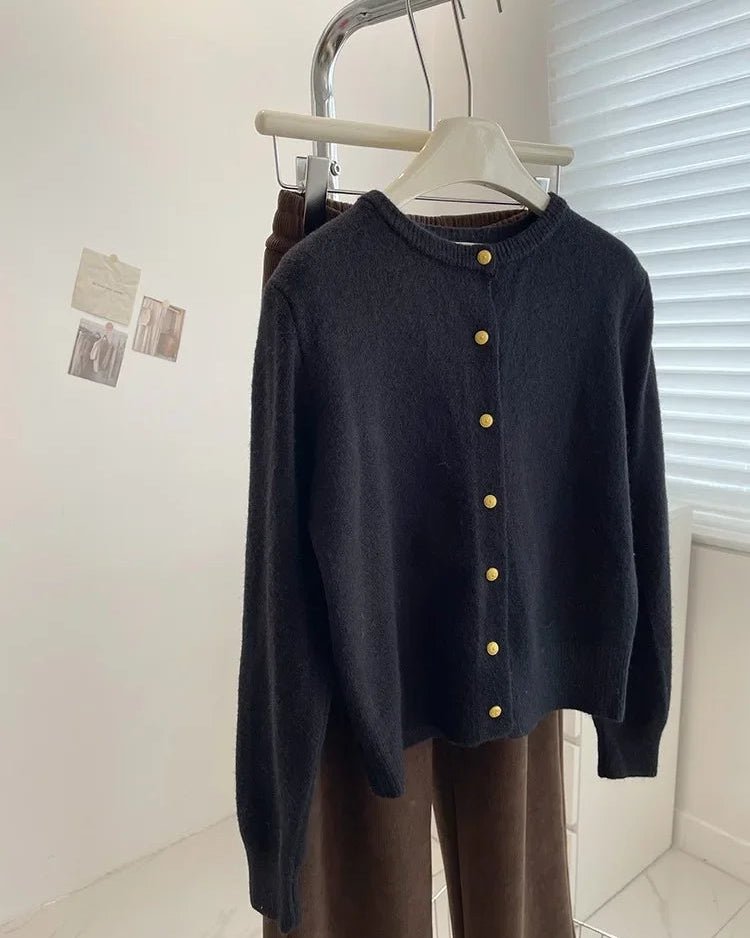 Casual Long-Sleeved Round-Neck Cardigan Sweater
