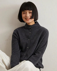 Cashmere & Wool Turtleneck Long-Sleeved Cardigan