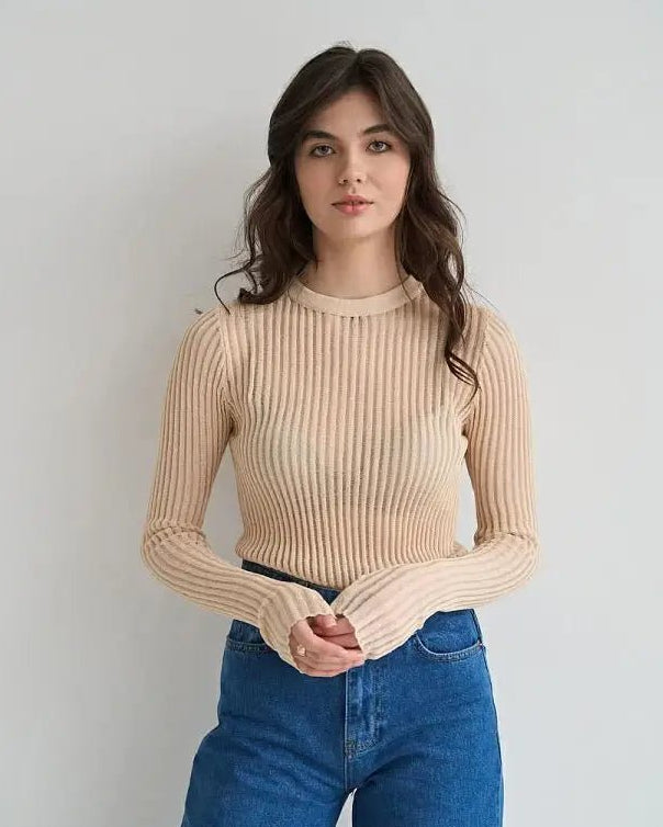 Slim See-Through Pullover Top