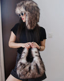 Leopard Faux Fur Baguette Shoulder Bag