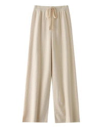 Wool Casual Drawstring Stretch Wide-Leg Pants