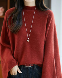 Relaxed Wool Mock Neck Sweater