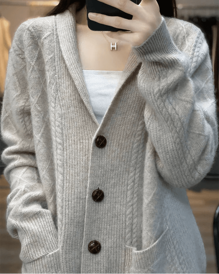 Cashmere V-Neck Loose Cardigan Sweater