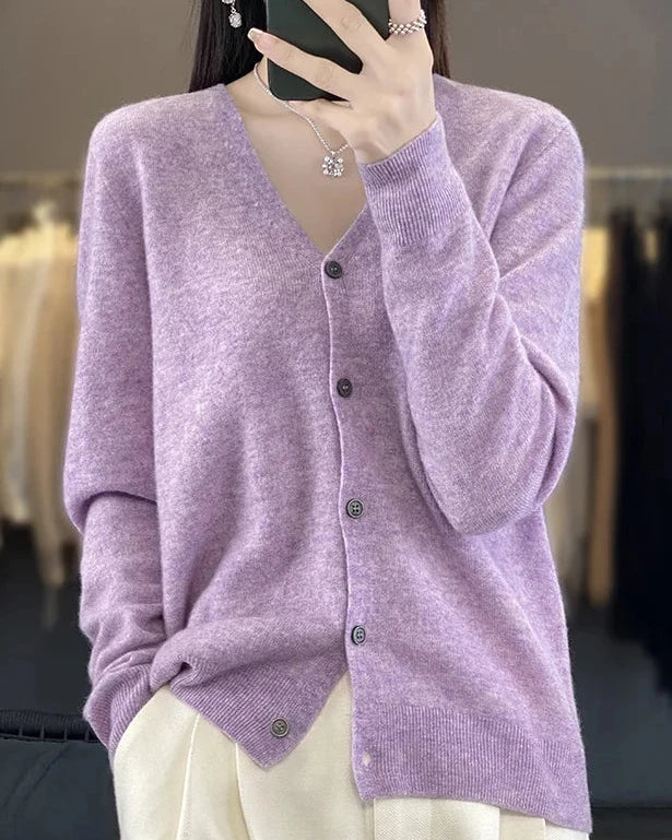 Merino Wool V-Neck Cardigan