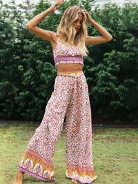 Boho Pattern Camisole & Wide Leg Pants Set