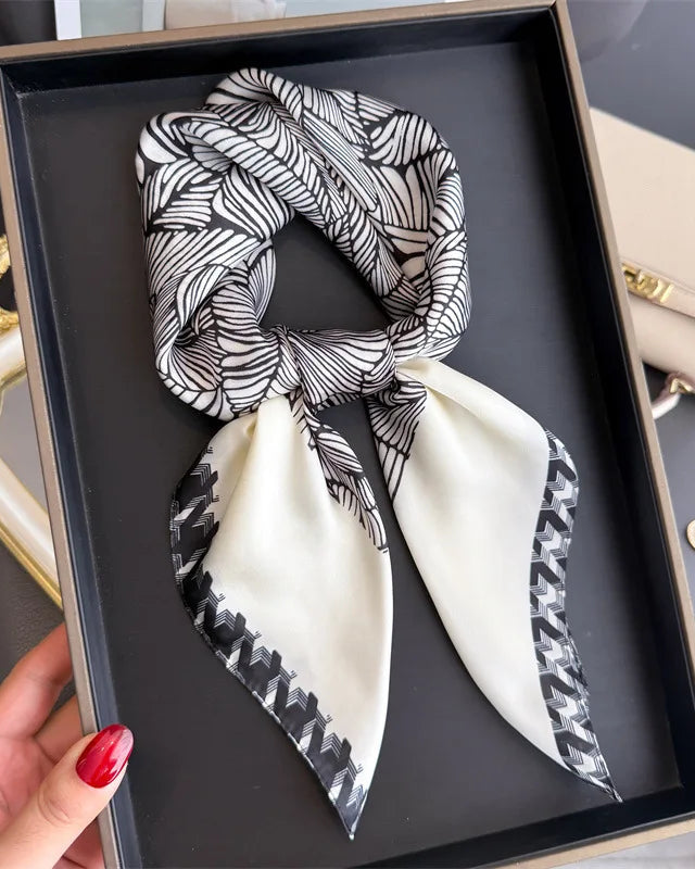 Floral Print Satin Square Scarf