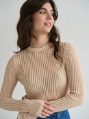 Slim See-Through Pullover Top