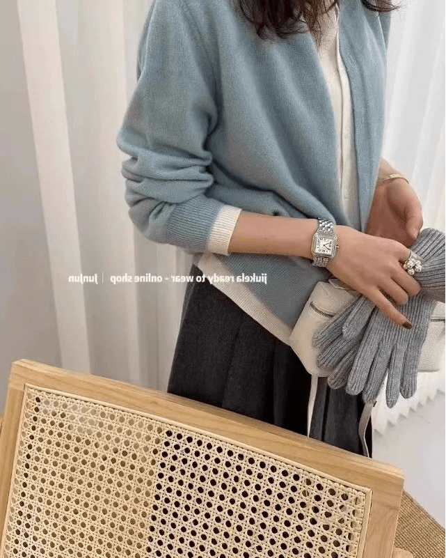 Cashmere Knitted Cardigan Faux Two-Piece Sweater