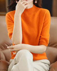 Merino Wool Mock Neck Knit Top