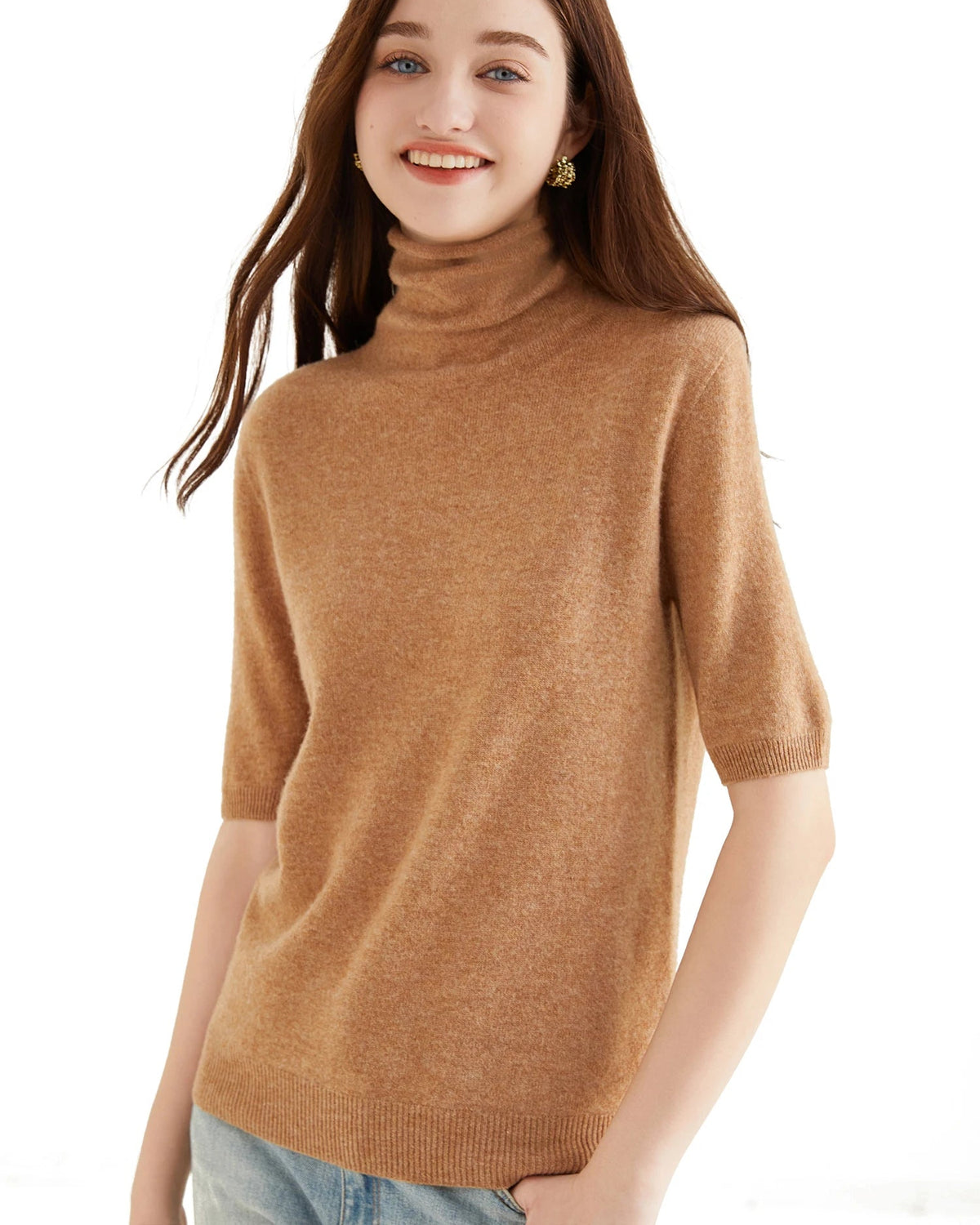 Merino Wool Half-Sleeve Turtleneck
