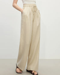 Linen Straight Elastic High Waist Pants