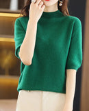 Merino Wool Mock Neck Knit Top