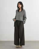 High-Waist Pleated Wide-Leg Casual Trousers