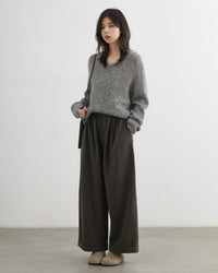 High-Waist Pleated Wide-Leg Casual Trousers