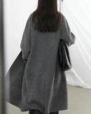 Double-Breasted Wool Blend Long Coat