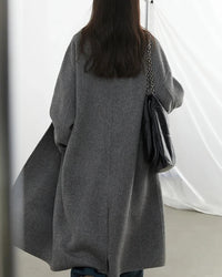Double-Breasted Wool Blend Long Coat