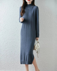 Merino Wool Turtleneck Midi Dress