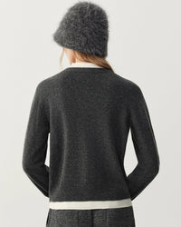 Rib-Trim Wool V-Neck Cardigan