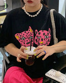 Leopard Print Cartoon Print T-Shirt