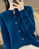 Merino Wool Round Neck Knit Cardigan