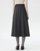 Casual High-Waisted Thick Wool A-Line Skirt