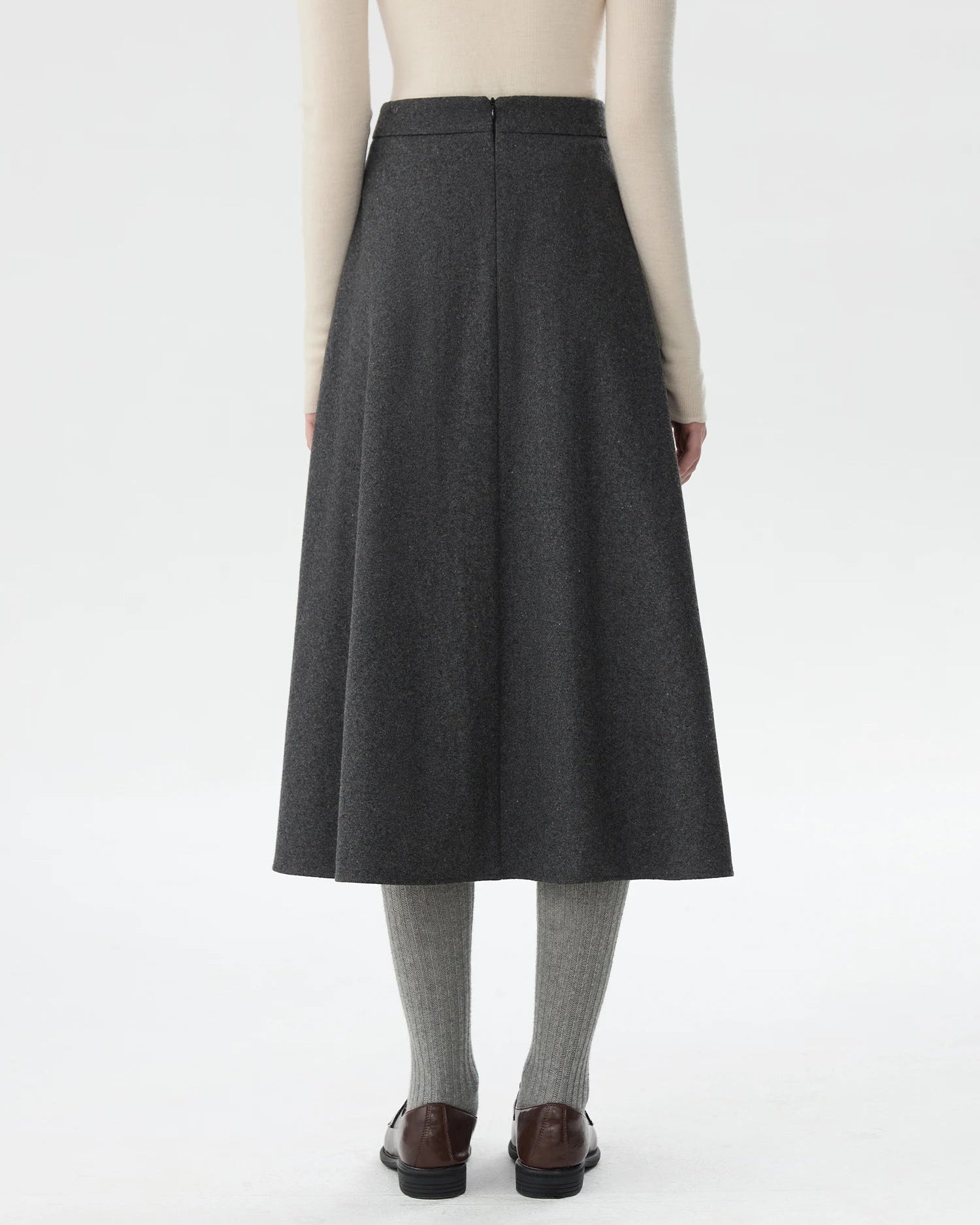 Casual High-Waisted Thick Wool A-Line Skirt