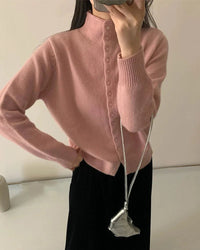 Comfortable Stand-Collar Single-Breasted Sweater