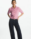 Casual Wool Blend Short-Sleeved Cardigan Sweater