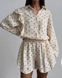 Cotton long sleeves Shirt & Shorts Set