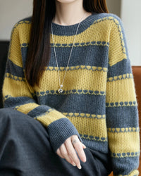 Merino Wool Stripe Block Pullover