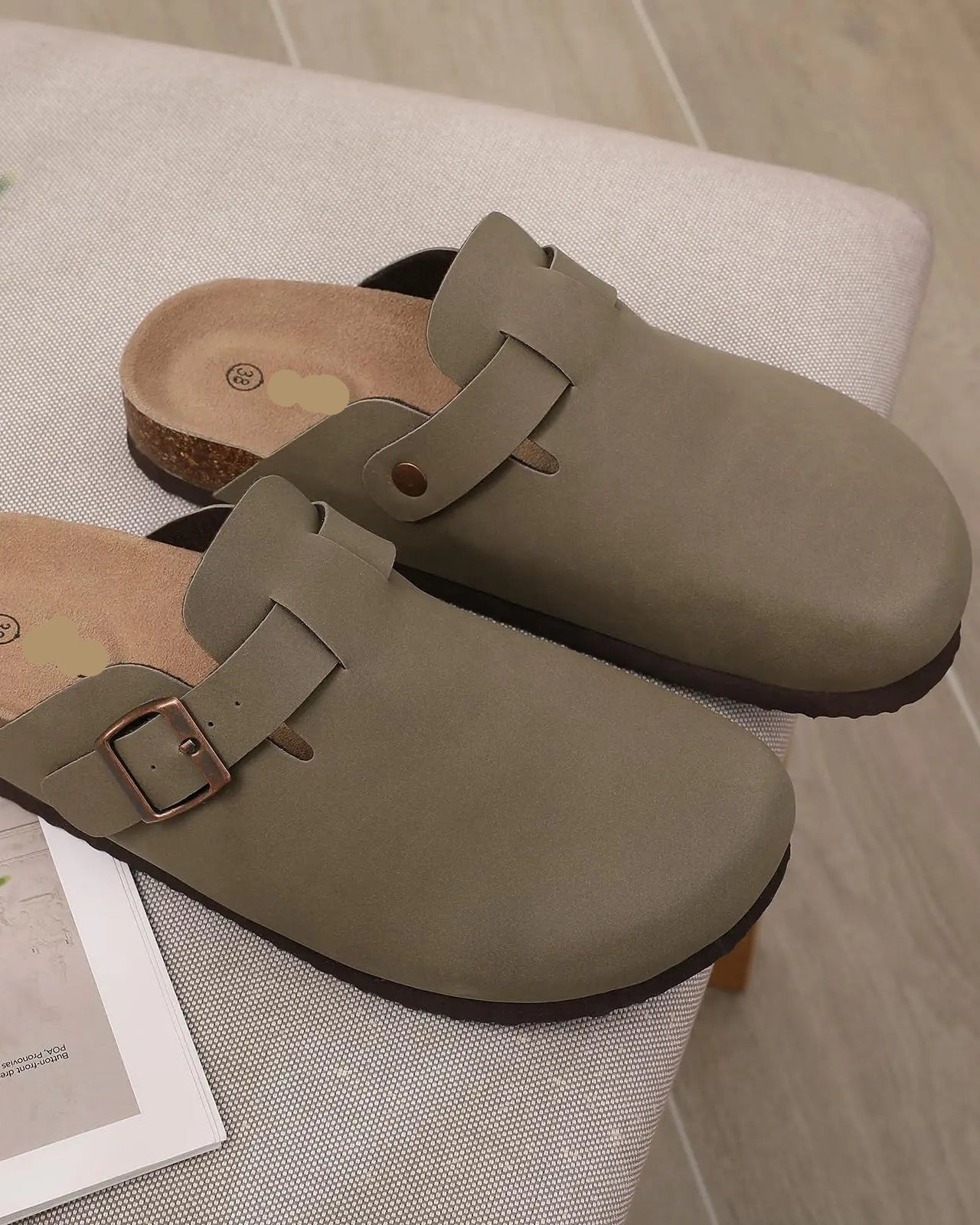 Suede Platform Cork Insole Slippers