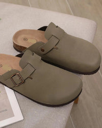 Suede Platform Cork Insole Slippers