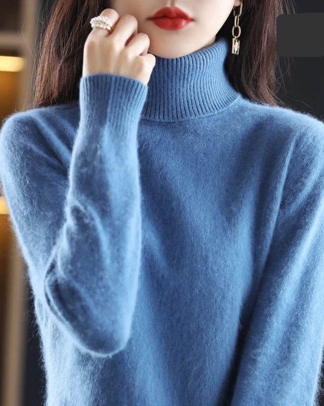 Plush Mink Cashmere Turtleneck Sweater