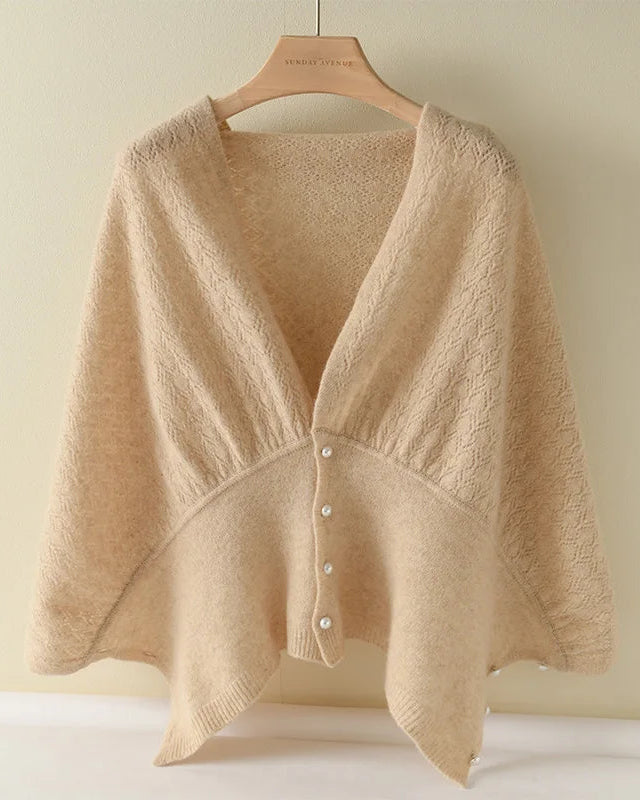 100% merino wool solid hollow knit shawl scarf wrap. Warm, soft, and elegant — a versatile four-season knitted shawl for women.
