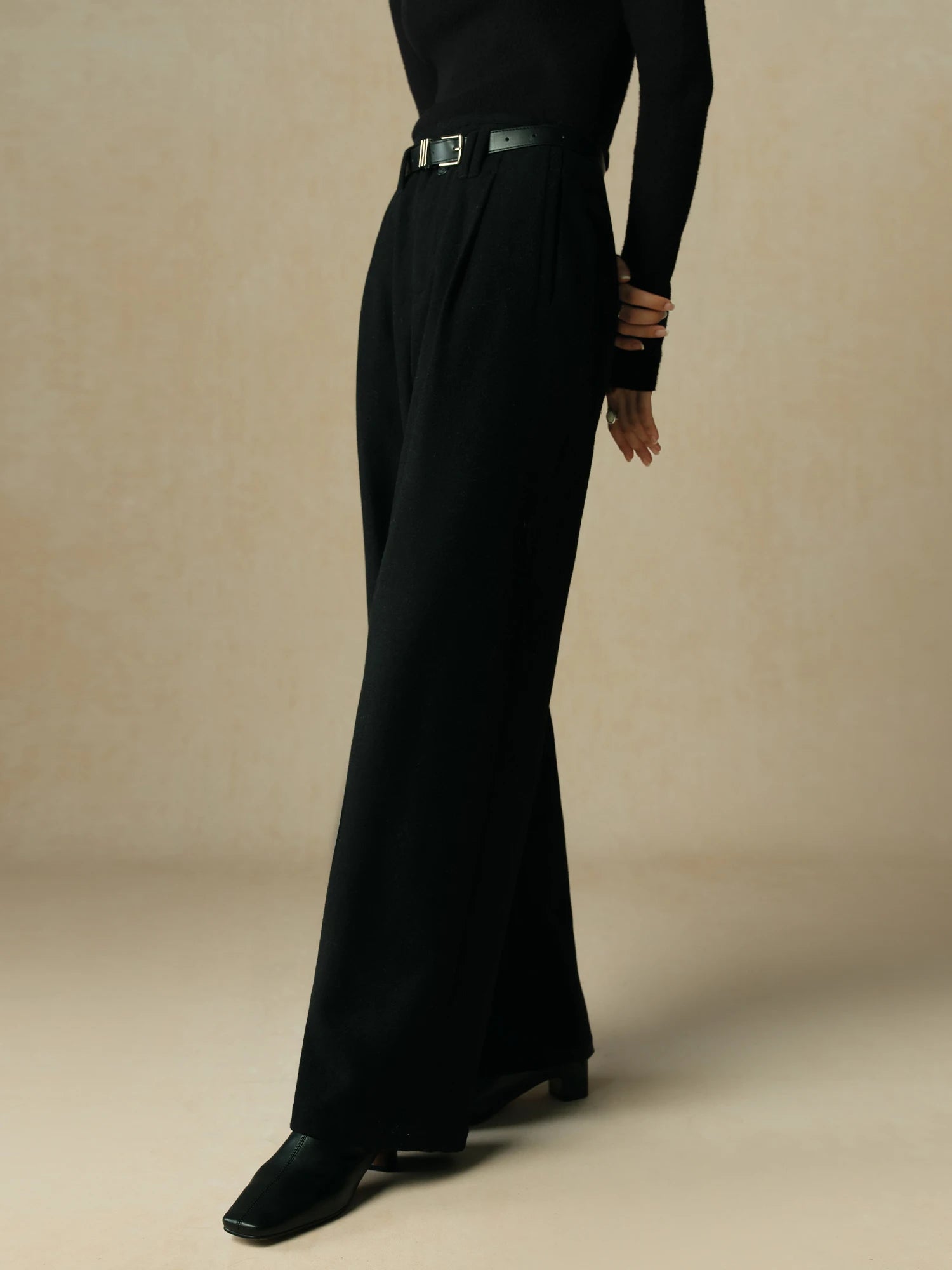 Wool Blended Straight Pants