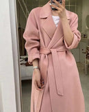Women's Long Belted Lapel Coat