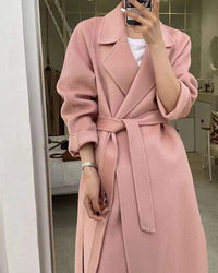 Women's Long Belted Lapel Coat