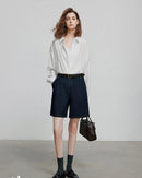 Wide-Leg Denim Shorts