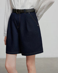 Wide-Leg Denim Shorts