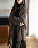 Wool Loose Long-Sleeved Tassel Shawl