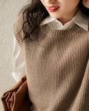 Solid Round Neck Knit Vest