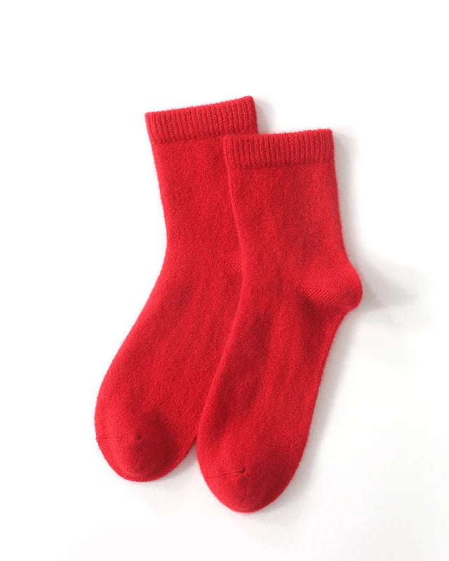 Thick Knit Cashmere Mid-Calf Socks