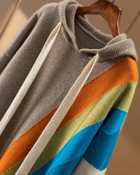 Rainbow Wool Knit Hoodie