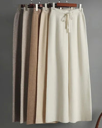 High Waist Wool Knit Wide-Leg Trousers