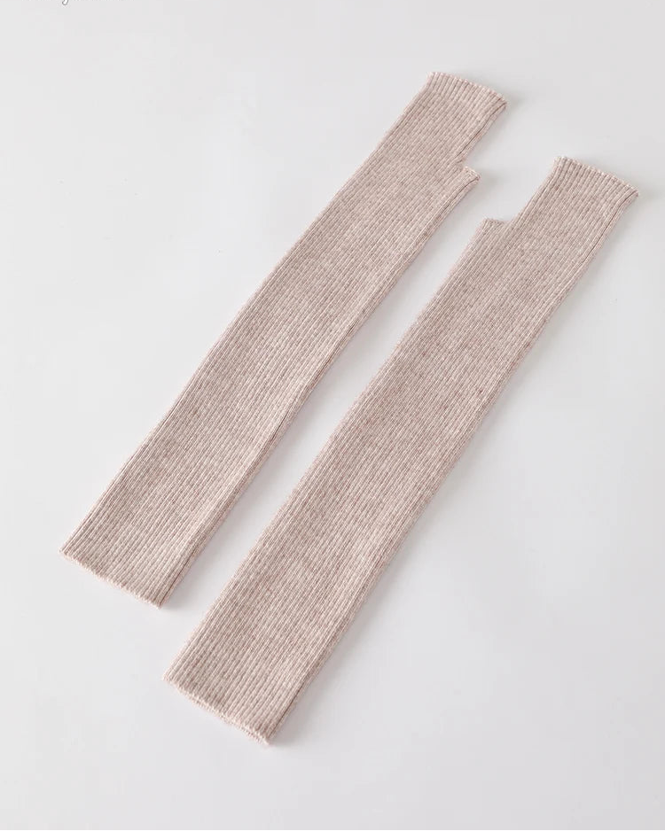 Wool Blend Knit Long Arm Warmers