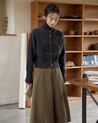 Half High Collar Cashmere Cardigan